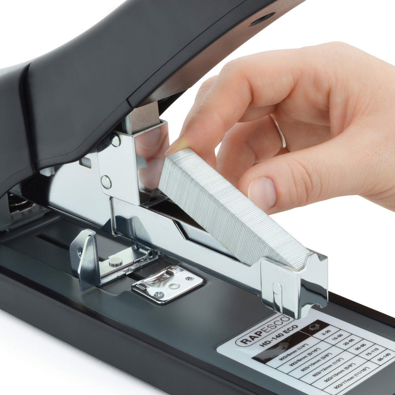 Rapesco 1550 ECO Heavy-Duty Stapler with 1000 Staples Type 923/12mm (1/2"), 140 Sheet Capacity, Front Loading, HD-140, Uses Type 923 Heavy-Duty Staples from 1/4" to 5/8", Black - Image 5